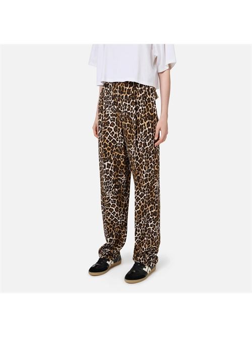 Pantalone dritto in crêpe animalier con doppie pinces ELISABETTA FRANCHI | PA05547E247E2B85